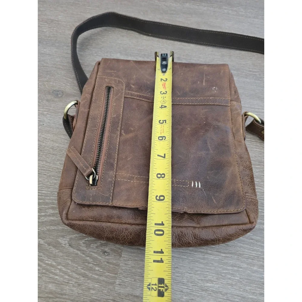 Distressed Brown Leather Crossbody MessengerBag Small TravelSatchel Shoulder Bag